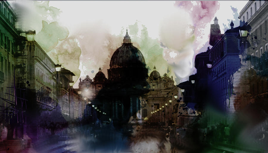900x517 St Peters Rome Watercolor Painting By Enki Art - Rome Watercolor