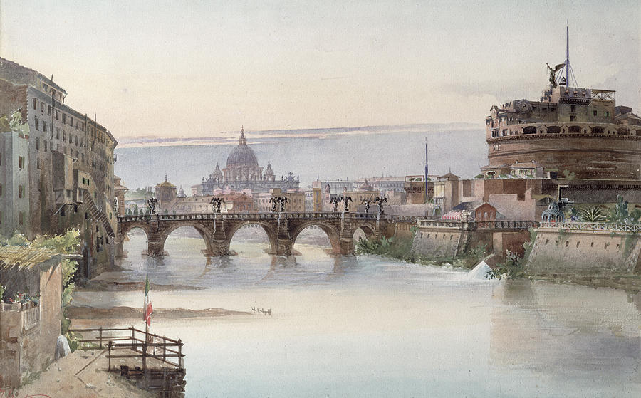 900x559 View Of Rome Painting By I Martin - Rome Watercolor