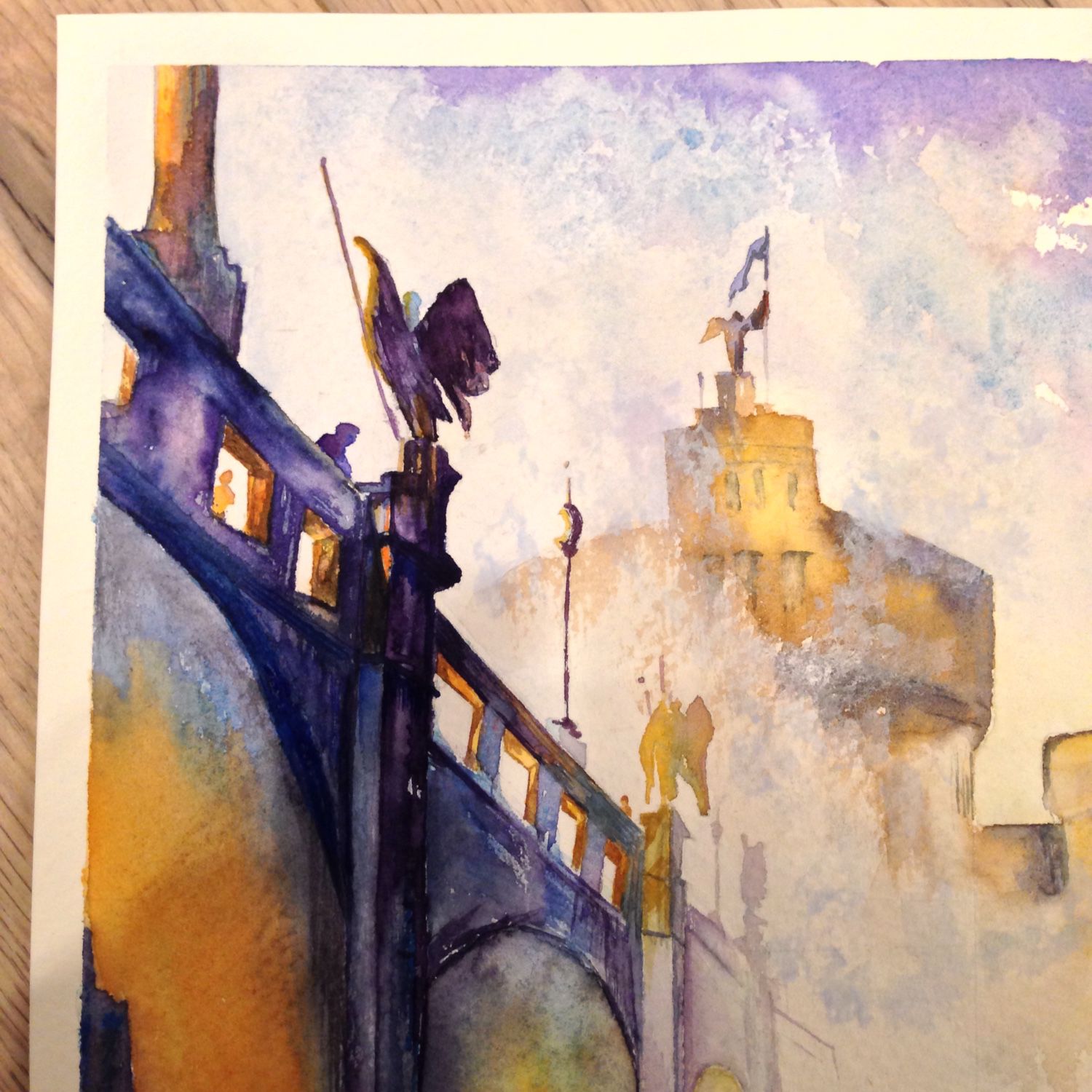 1500x1500 Watercolour Painting Castle Saint Angel, Rome 32x24cm Shop - Rome Watercolor