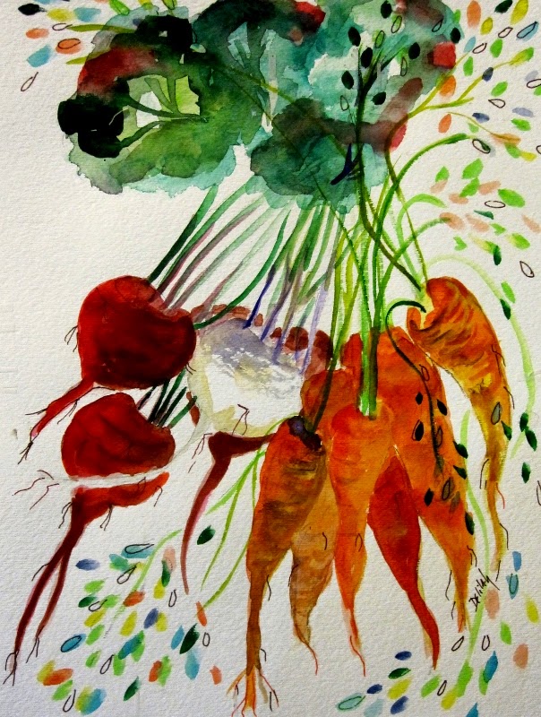 604x800 Roots, Vegetable Watercolor Painting Art On Paper - Roots Watercolor