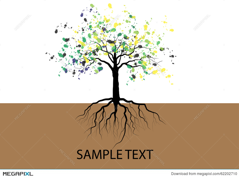800x595 Tree With Roots Underground Watercolor Design,vector Illustration - Roots Watercolor