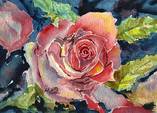 550x394 Watercolor Artists International Floral Art Rose Painting,flower - Rose Art Watercolors