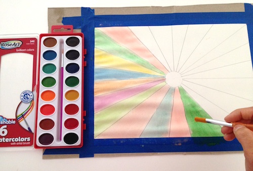 500x338 Watercolor Sunburst Rose Art - Rose Art Watercolors