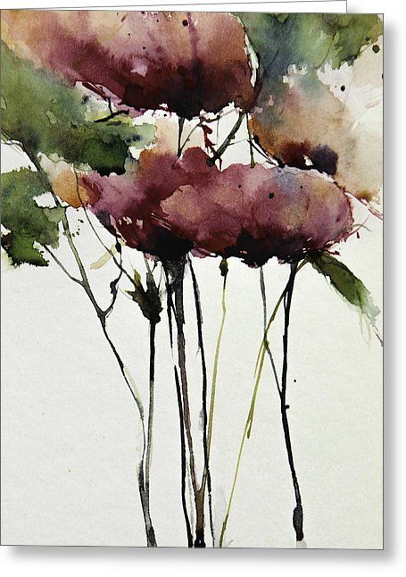 455x646 Wild Roses Greeting Card By Annemiek Groenhout Art Watercolors - Rose Art Watercolors