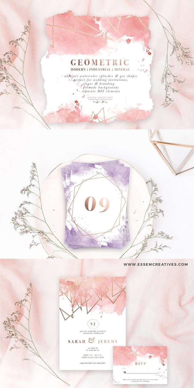 633x1263 Rose Gold Geometric Watercolor By Graphicassets - Rose Gold Watercolor