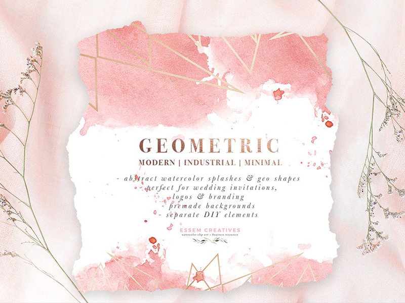 800x600 Rose Gold Geometric Watercolor By Graphics Collection - Rose Gold Watercolor