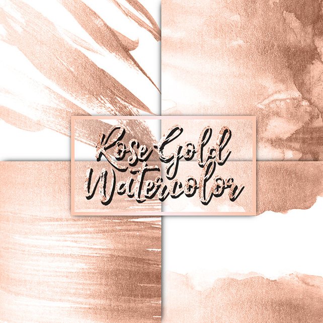 642x642 Rose Gold Watercolor Digital Papers Rose Gold Glitter Etsy - Rose Gold Watercolor
