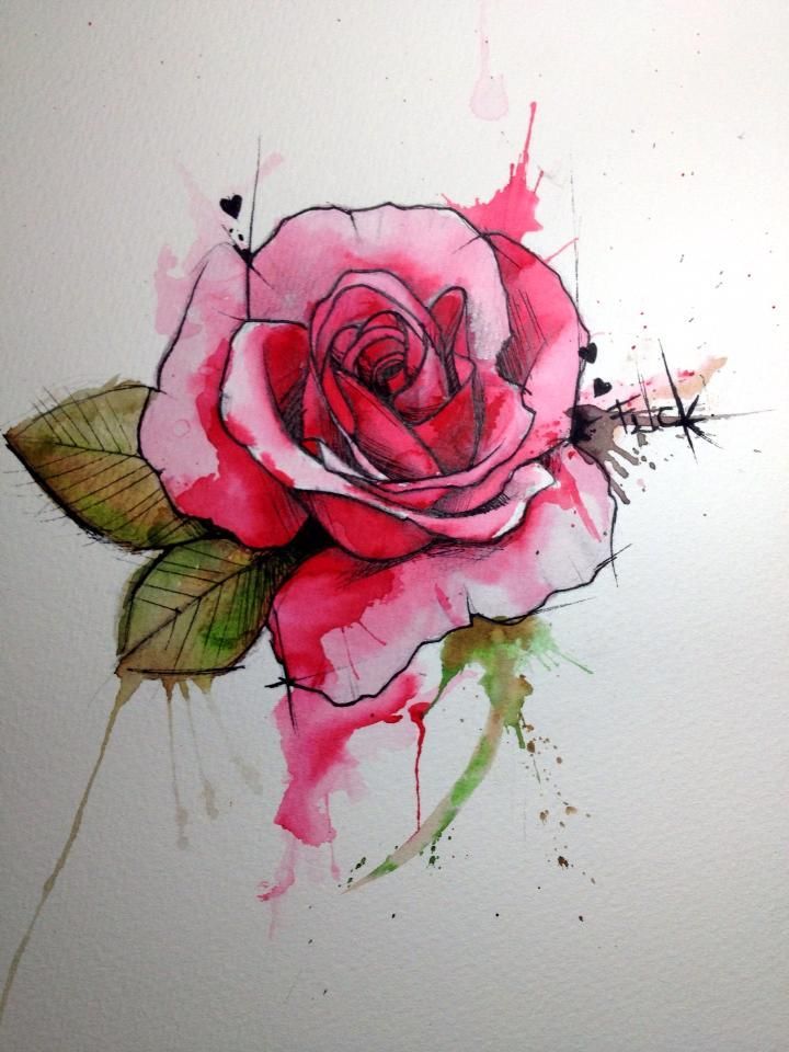 720x960 Gorgeous Watercolor Rose Tattoo. Itd Be A Fun Detail To - Rose Tattoo Watercolor
