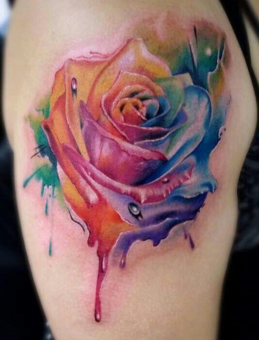 534x701 Water Color Rose Tattooed Amp Pierced Life Tattoo - Rose Tattoo Watercolor