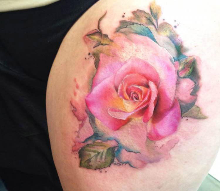 750x650 Watercolor Rose Tattoo By Dave Brace Post 15084 - Rose Tattoo Watercolor
