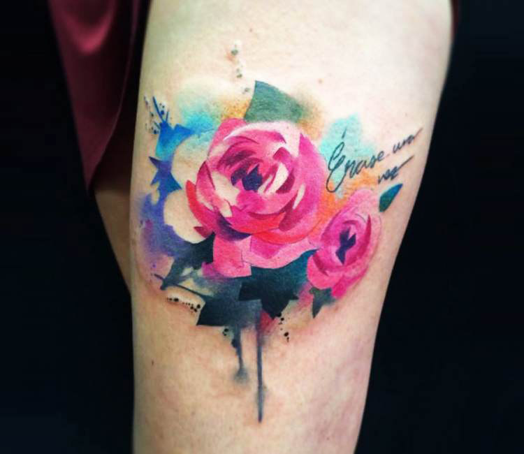 750x650 Watercolor Rose Tattoo By Pablo Ortiz Post 16278 - Rose Tattoo Watercolor