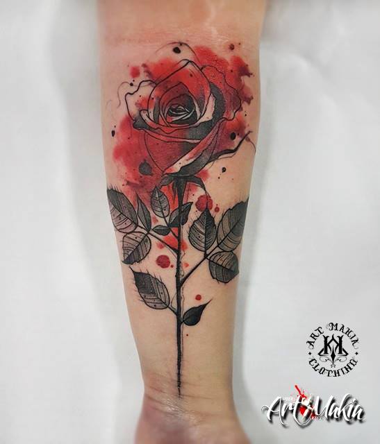547x640 Watercolour Rose Tattoo By Artmakia - Rose Tattoo Watercolor