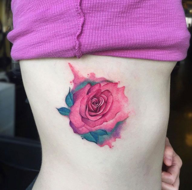 635x630 36 Stunning Watercolor Flower Tattoos Tattoos - Rose Tattoo Watercolor