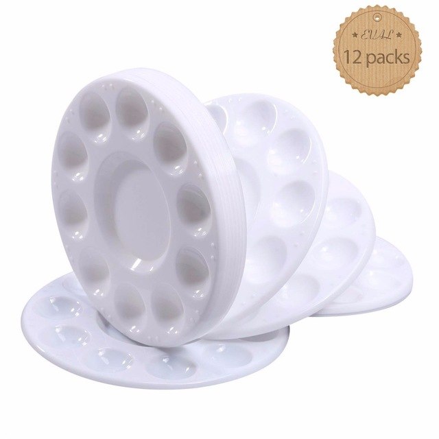640x640 Eval 10 Wells Round Paint Tray Palette Art Paint Drawing Color - Round Watercolor Palette