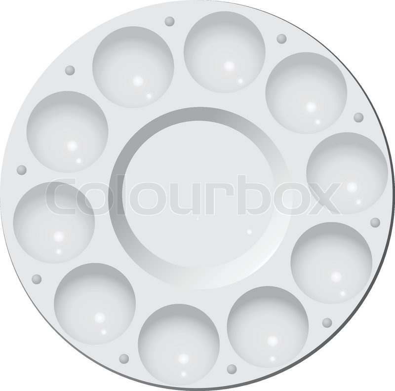 800x792 Round Plastic Palette For Watercolor Painting. Vector Illustration - Round Watercolor Palette