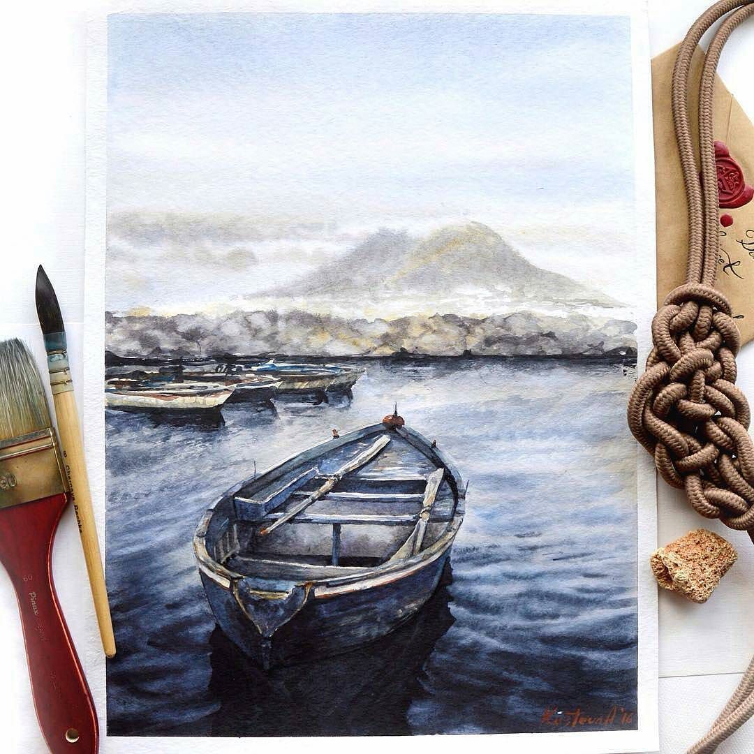 1080x1080 Heres A Thought Provoking - Row Boat Watercolor