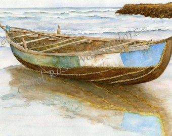 340x270 Row Boat Watercolor Etsy - Row Boat Watercolor