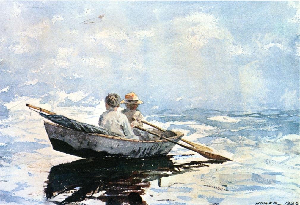1009x691 Rowboat Winslow Homer Watercolor Painting In Oil For Sale - Row Boat Watercolor