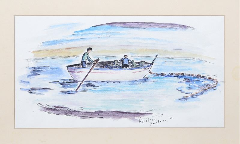 800x481 Winthrop Neilson, Positano (Row Boat), Watercolor Painting - Row Boat Watercolor