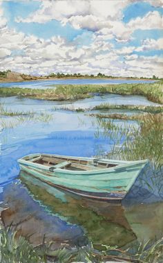236x379 Blue Rowboat By Deborah Tilby Was Awarded Third Place In The - Row Boat Watercolor