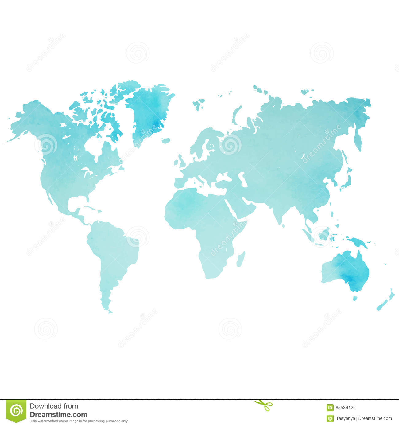 1300x1390 Vector World Map Watercolor Royalty Free Stock Images Inside - Royalty Free Watercolor