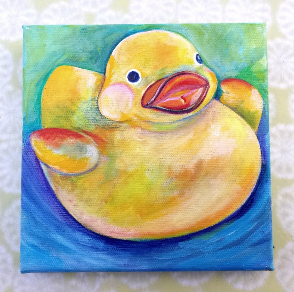 1000x994 Rubber Duck Painting Artworks By Karen Fincannon - Rubber Duck Watercolor