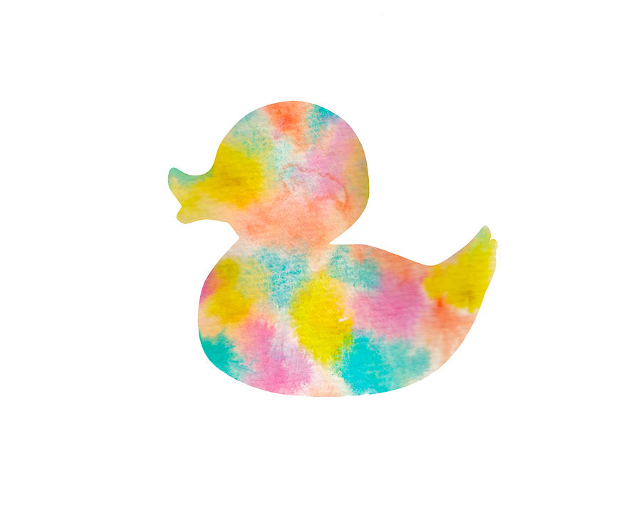 900x720 Watercolor Baby Duck Digital Art By Nursery Art - Rubber Duck Watercolor