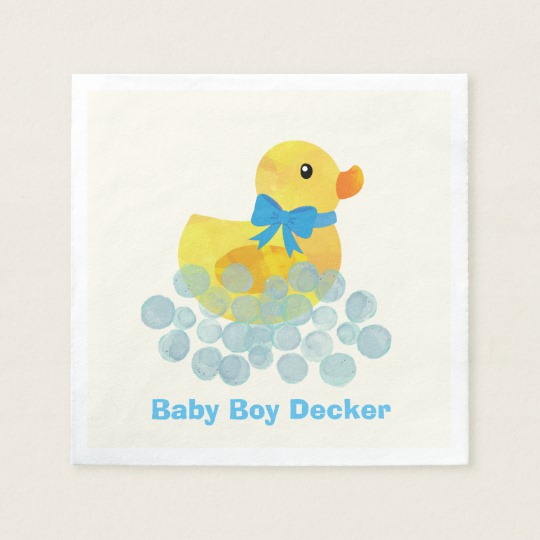 540x540 Watercolor Duck Baby Shower Paper Napkin - Rubber Duck Watercolor