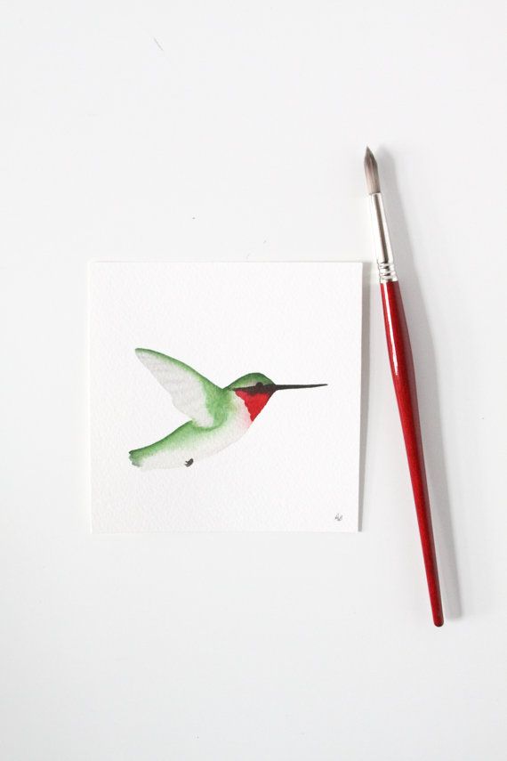 570x855 Watercolor Hummingbird Male Ruby Throated Original Painting Anne - Ruby Throated Hummingbird Watercolor