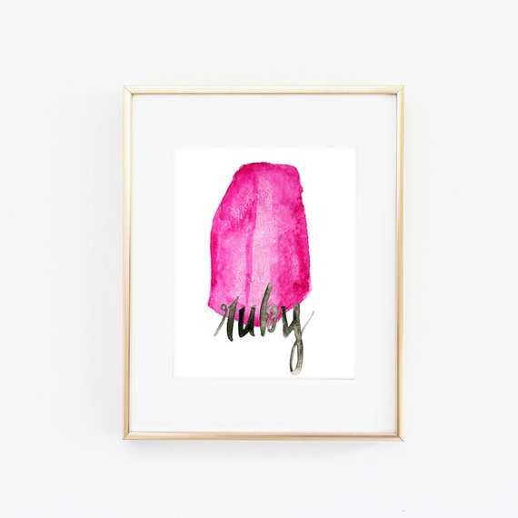 570x570 Ruby Wall Art Gemstone Watercolor Art Watercolor Crystal Etsy - Ruby Watercolor