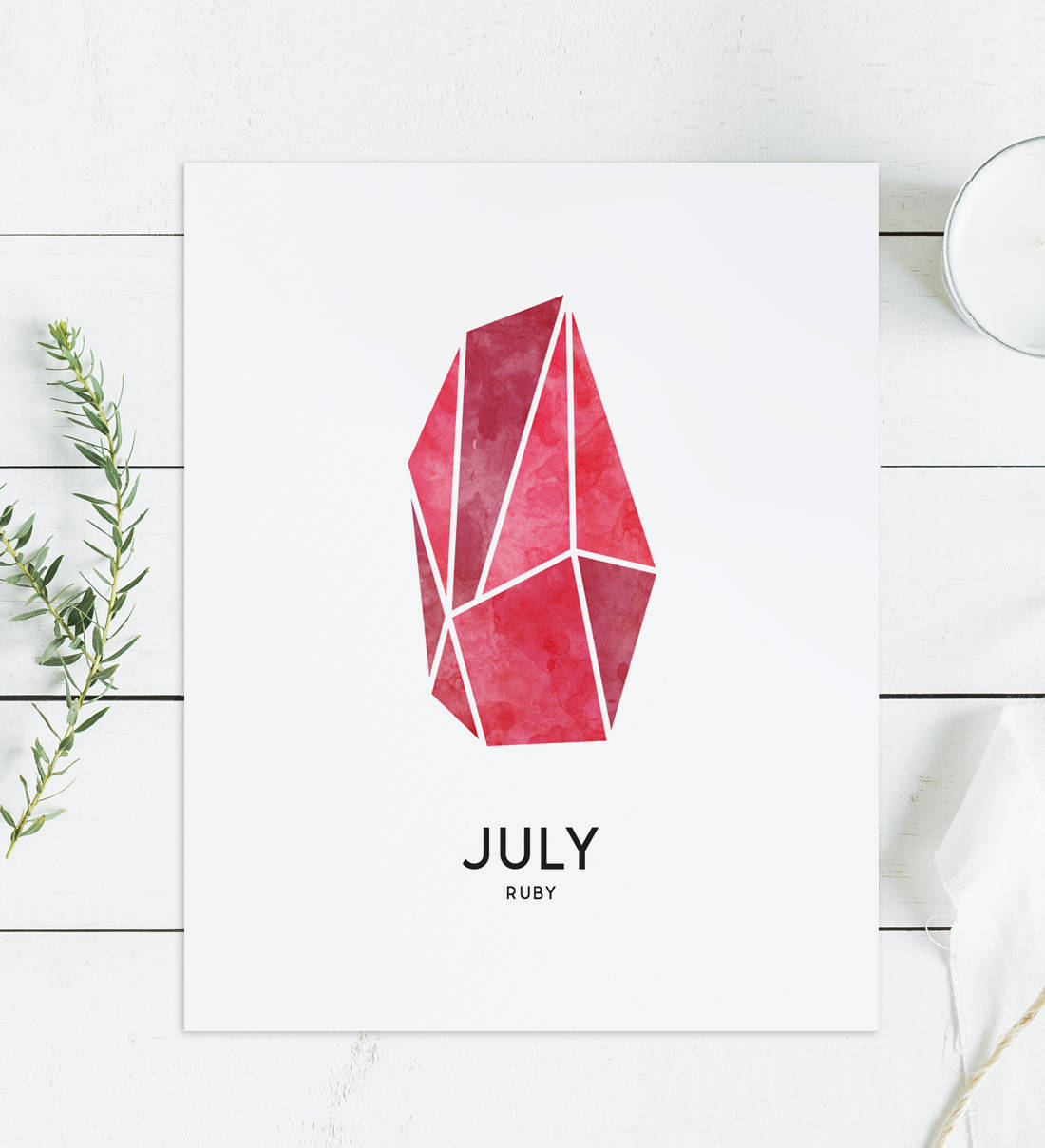 1100x1208 Watercolor Ruby July Month Birthstone Gemstone Printable - Ruby Watercolor