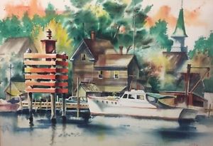 300x205 Nicholas Britsky 1954 Watercolor By Ukrainian American Artist - Russian Watercolor