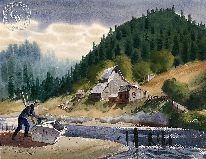 800x619 Russian River, South Of San Francisco, 1948, Art By Ralph Hulett - Russian Watercolor