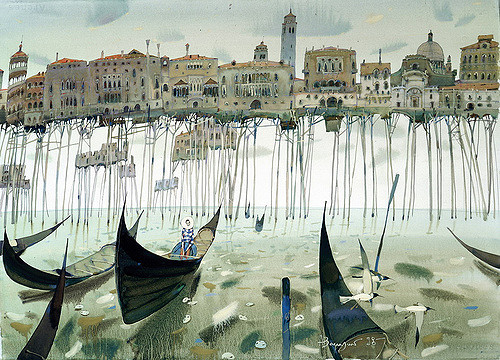 500x360 After The Carnival, Watercolor By Alex Votsmush Russian - Russian Watercolor