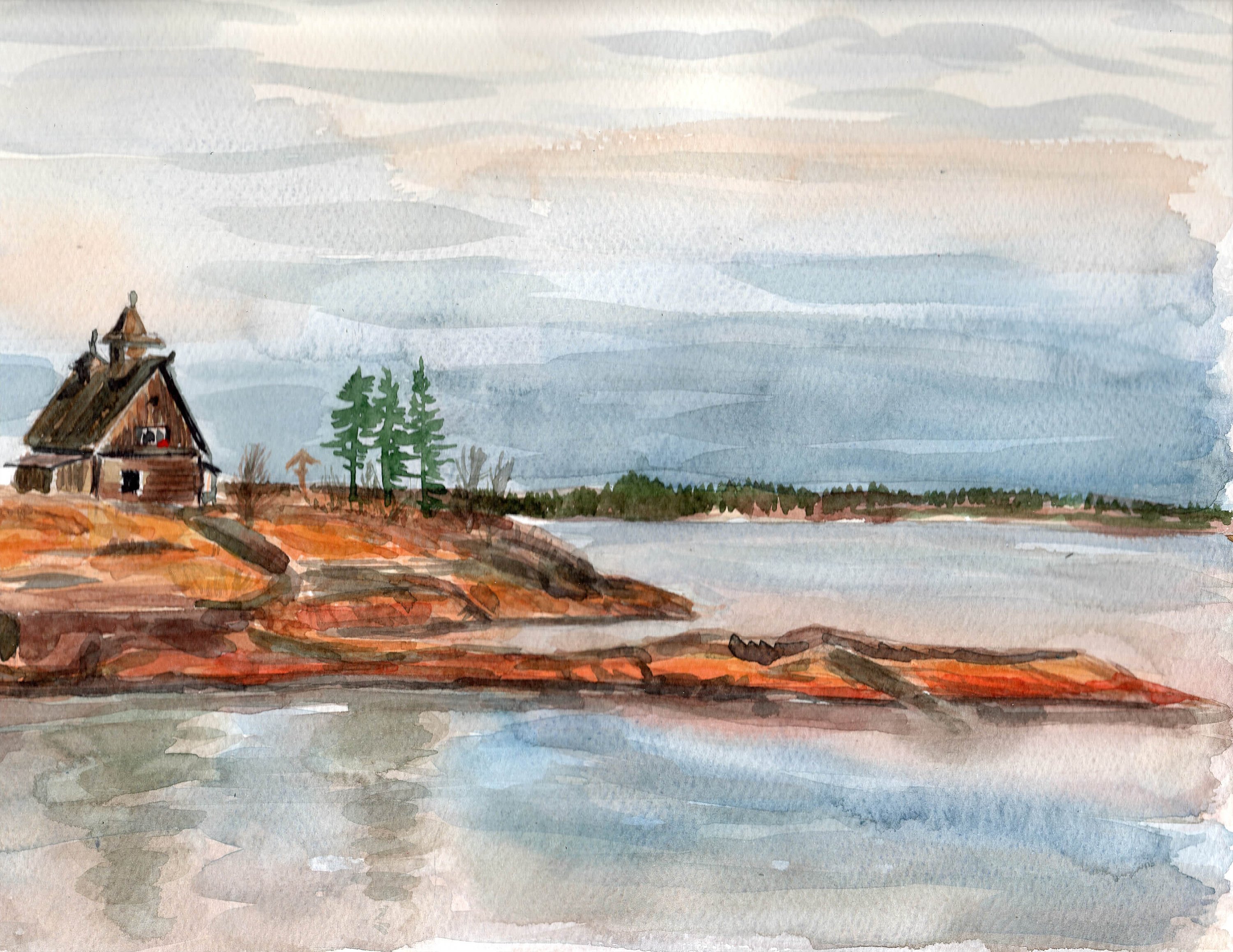 3000x2318 Spring In Russian Countryside Original Watercolor Painting Etsy - Russian Watercolor Paints