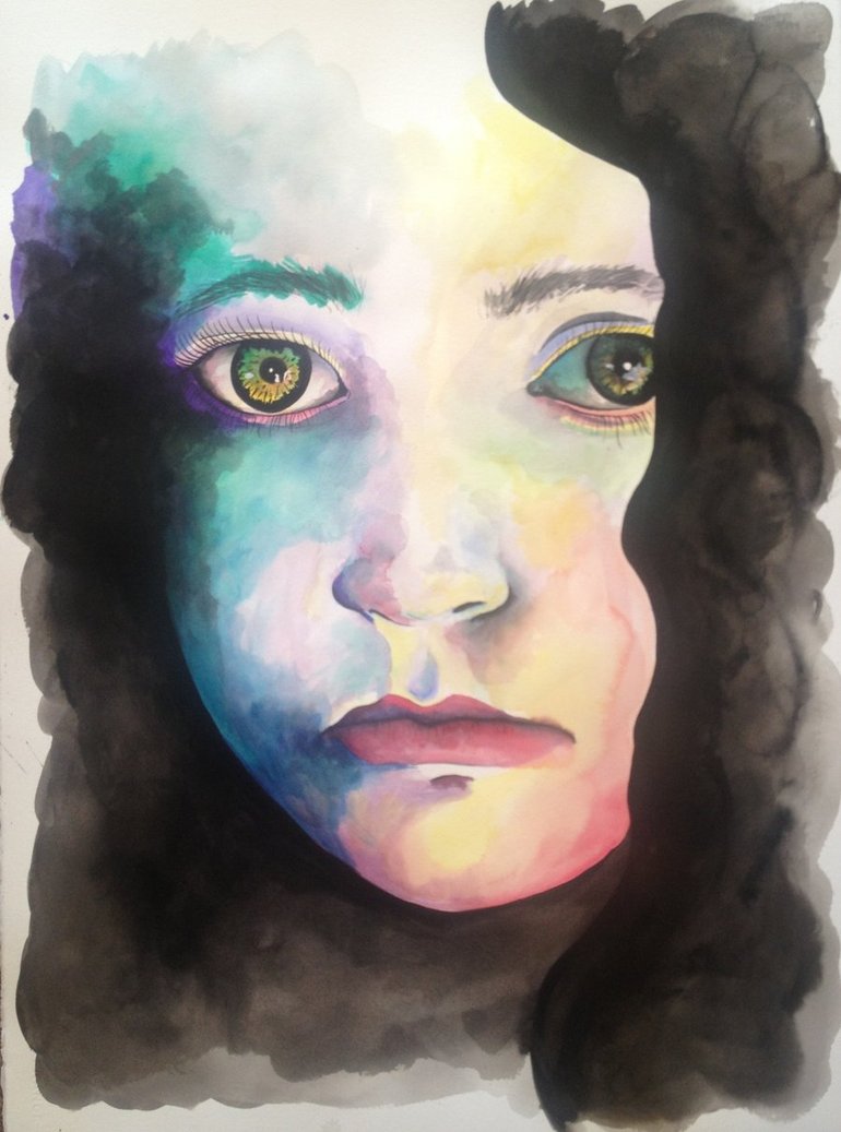 770x1037 Sad Eyes Watercolor Painting By Lordcolinoneal - Sad Watercolor