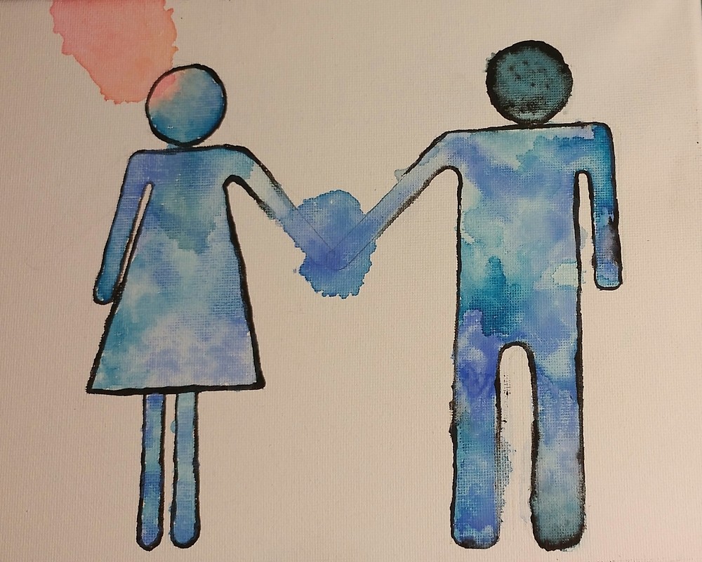1000x800 Sad Watercolor Couple By Malshrashra Redbubble - Sad Watercolor
