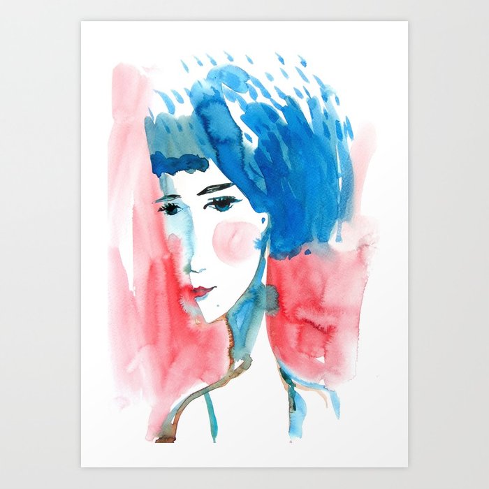 700x700 Watercolor Portrait. Sad Girl Art Print By Go Alexxa Go Society6 - Sad Watercolor