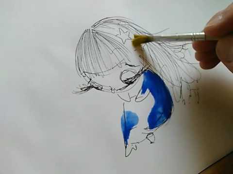 480x360 Drawing Watercolor Sad Doll - Sad Watercolor