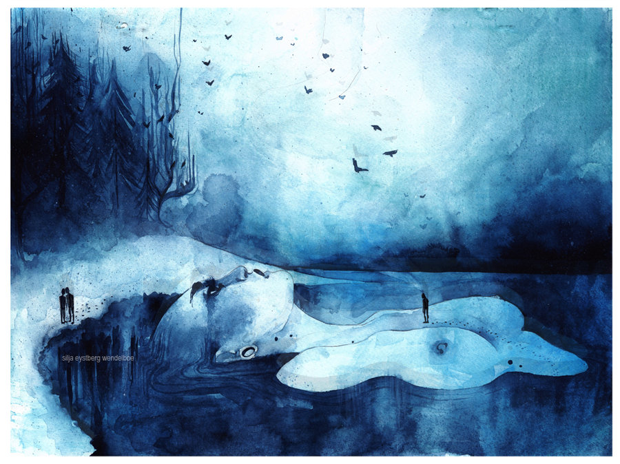 900x674 Me And My Sad Little Friends The Ravens By Siljavich - Sad Watercolor Paintings