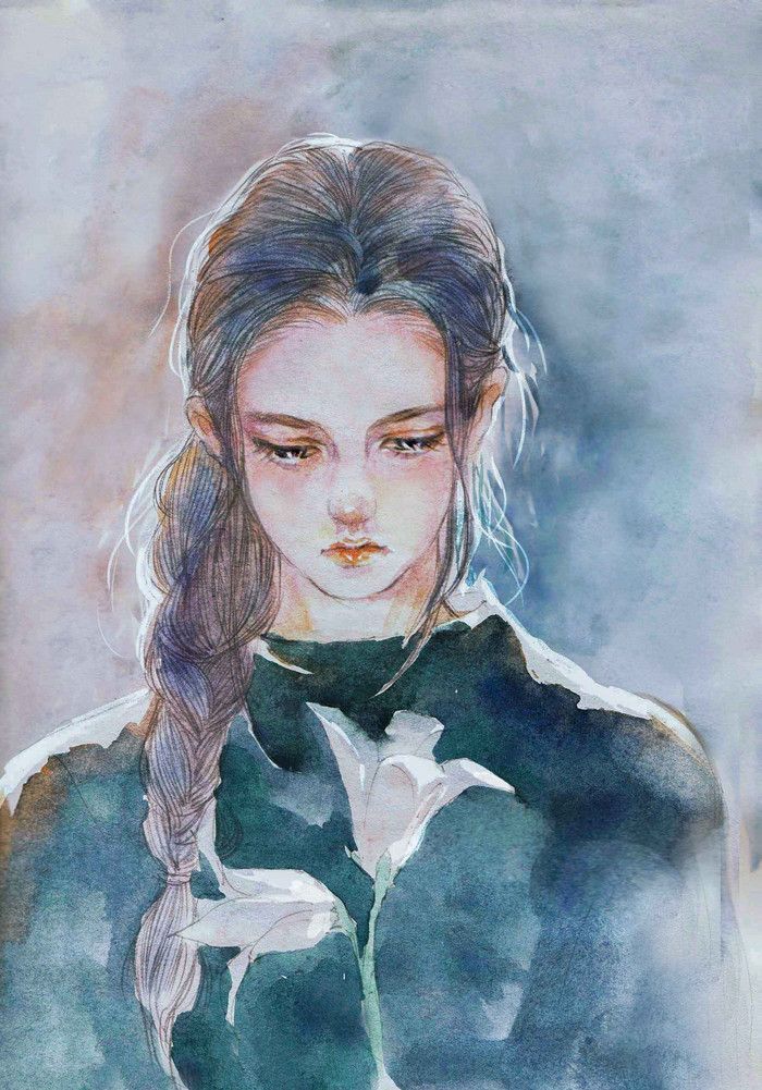 700x1001 Sad Eyed Girl Painting 247 Best Woman Watercolor Painting Images - Sad Watercolor Paintings