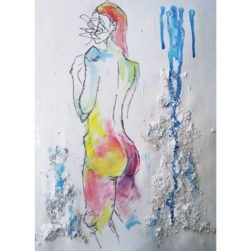 850x850 Sad Girl Ii. Paintings By Sara Camano Costas - Sad Watercolor Paintings