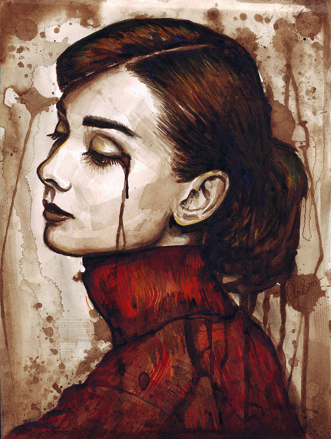 679x900 Audrey Hepburn - Sad Watercolor Paintings