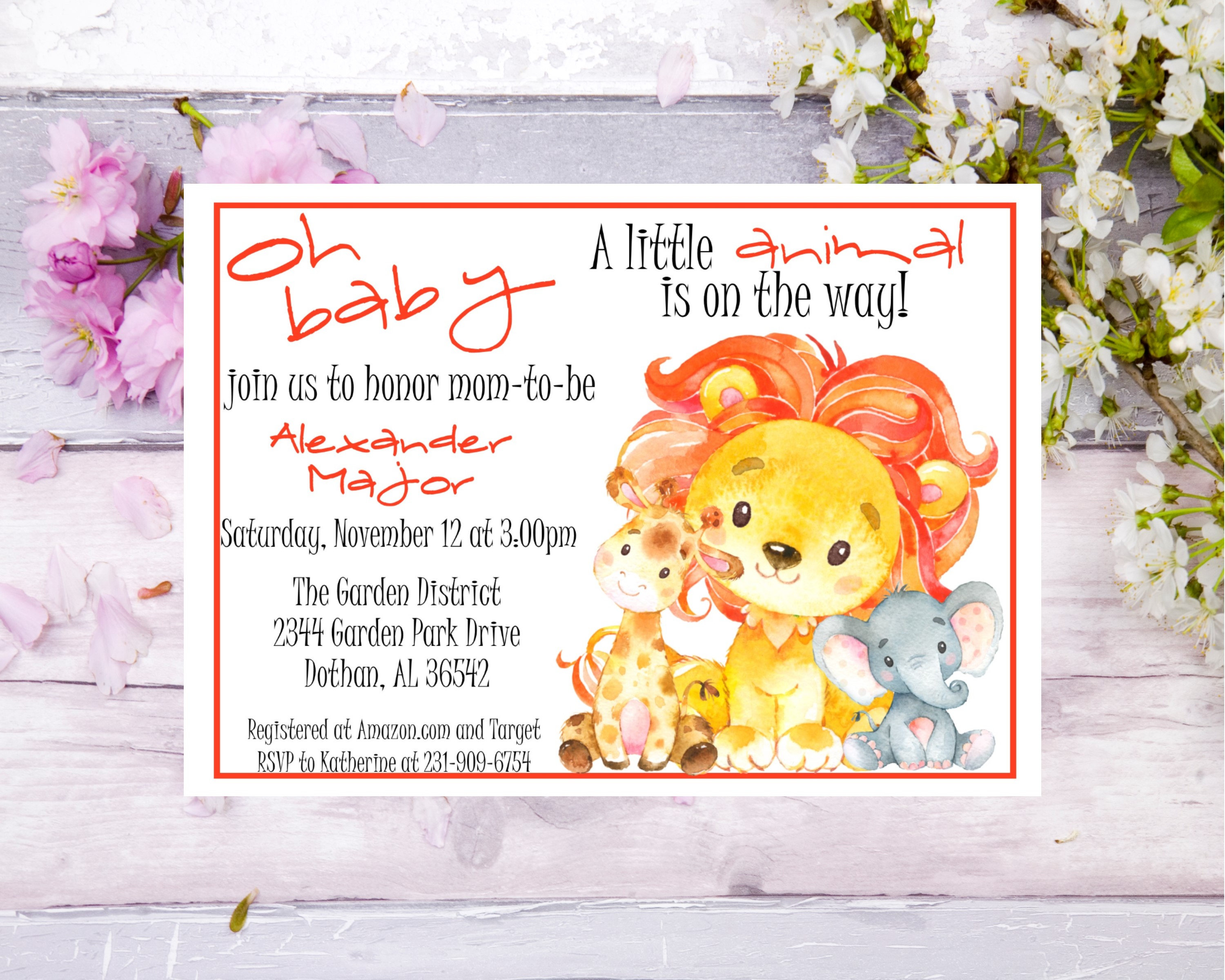 3000x2400 African Safari Watercolor Baby Shower Invitation - Safari Watercolor