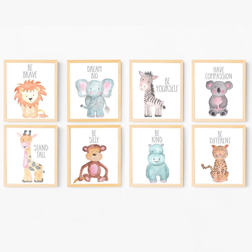 1023x1024 Baby Animal Nursery Art - Safari Watercolor
