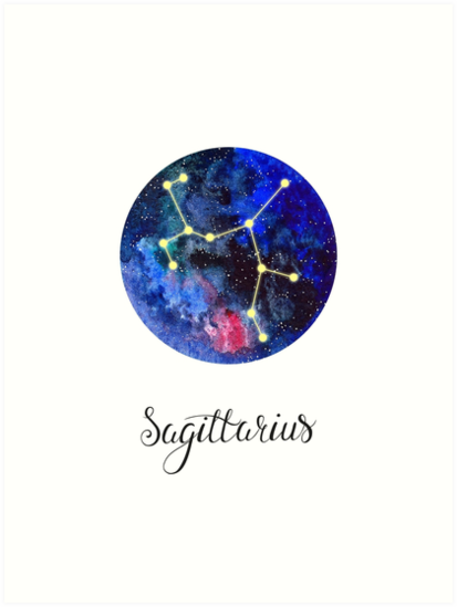 413x549 Sagittarius Constellation Watercolor Galaxy Art Prints By Alena - Sagittarius Watercolor