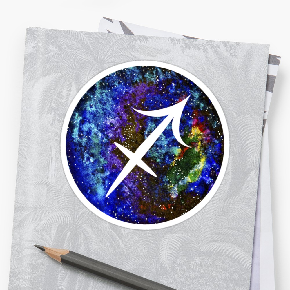 1000x1000 Sagittarius Sign Watercolor Galaxy Stickers By Alena - Sagittarius Watercolor