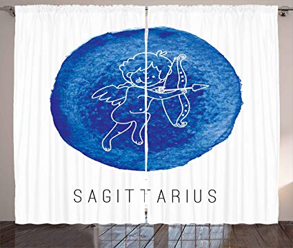 425x361 Ambesonne Zodiac Sagittarius Curtains, Watercolor - Sagittarius Watercolor