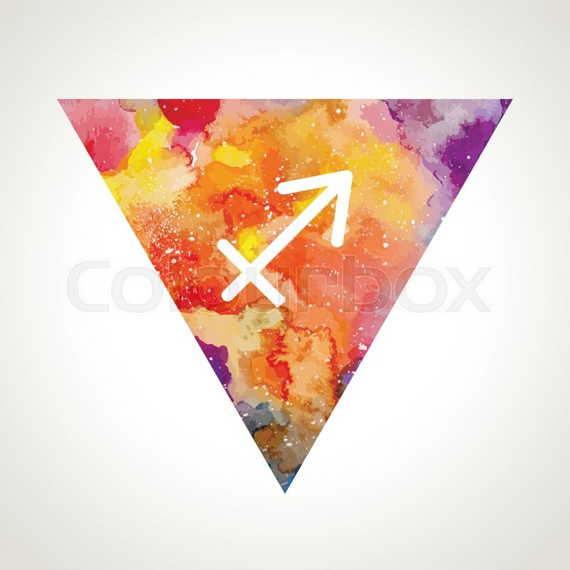 800x800 Sagittarius Zodiac Sign On Watercolor Triangle Background - Sagittarius Watercolor