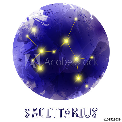 500x500 The Constellation Of Sagittarius. Starry Sky. Dark Watercolor - Sagittarius Watercolor